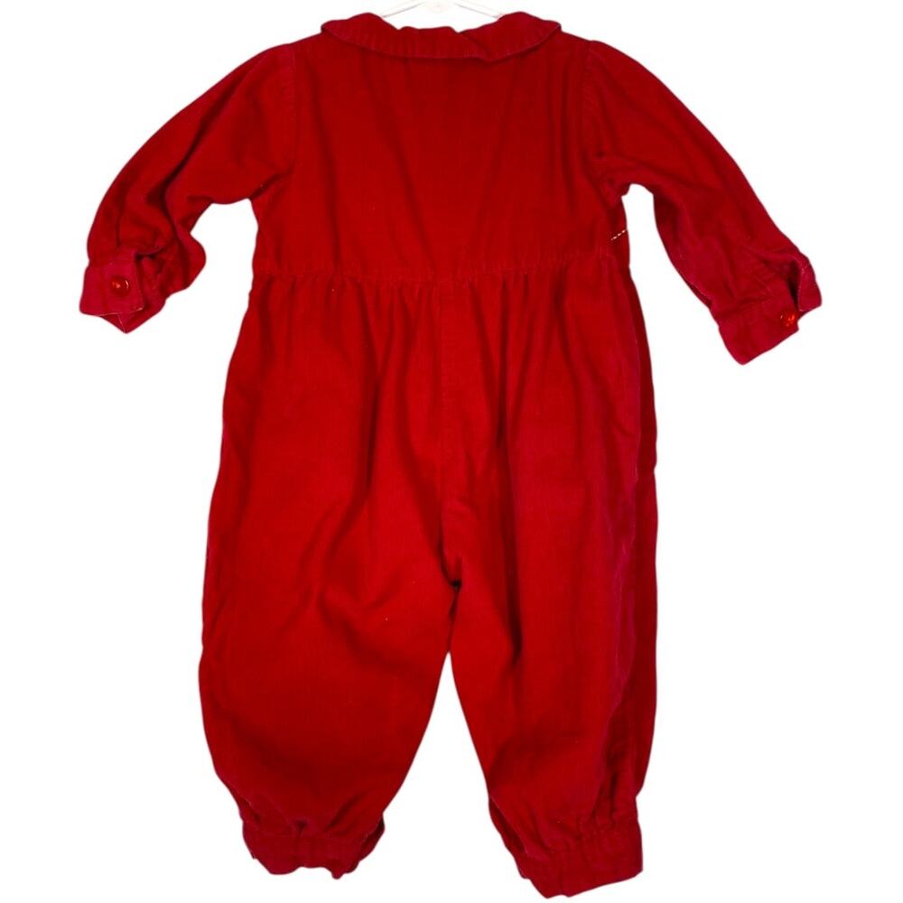 Cotton Kids 24 Mo Rust Orange Corduroy Fall Leaves Embroidered Snap One Piece - Picture 2 of 5